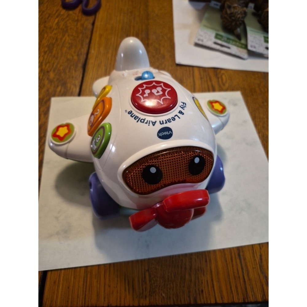 Vtech Interactive Musical Fly&Learn Airplane Toy Lights Sounds Baby Push Pull